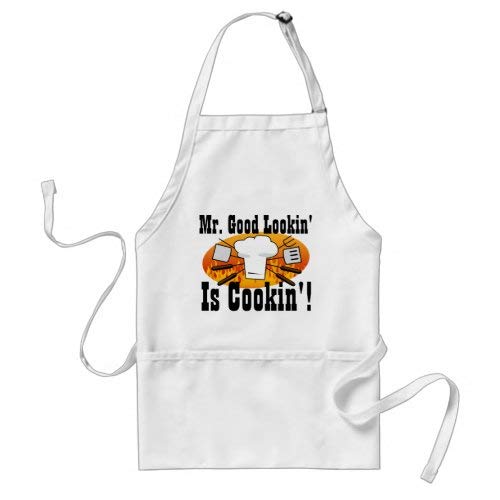 daoyiqi Funny Bib Apron, Mr. Good Lookin' Is Cookin' Funny Men's Grill BBQ Grill Adult Apron Chef Cooking Kitchen Apron with Pocket for Men Women 28 x 32 Inch Apron