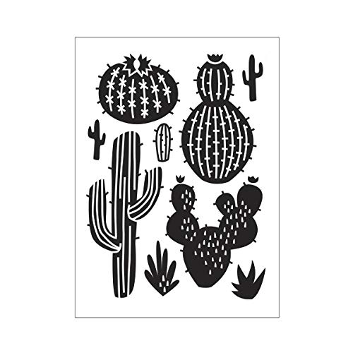 Darice A6, Carpeta de Estampación, Plantilla Scattered Cactus, Transparante