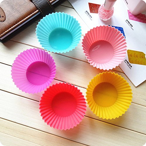 Da.Wa 10 pcs Taza de Muffin de Silicona Ronda 7cm Pastel Molde de Pastel Reutilizable para Hornear Cremas de Helados