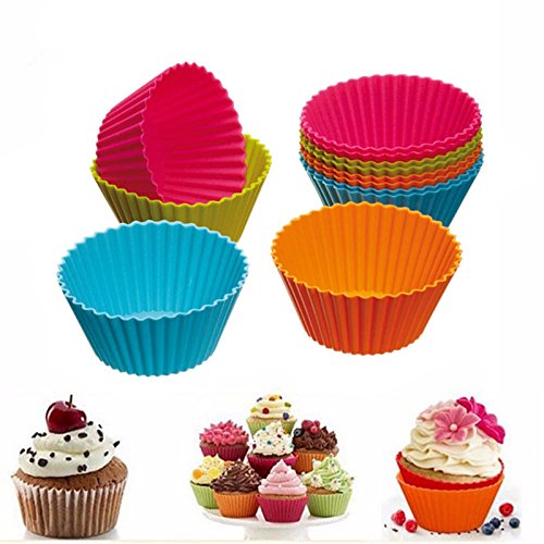 Da.Wa 10 pcs Taza de Muffin de Silicona Ronda 7cm Pastel Molde de Pastel Reutilizable para Hornear Cremas de Helados