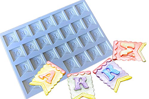 Da.Wa 1Pcs Bunting Letras Molde de Pastel de Silicona Molde 15.5*11*0.8cm Gris