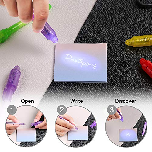 DazSpirit Bolígrafo de Tinta Invisible, 20PCS lápiz espía Y mágico de luz UV para Mensajes Secretos y Fiestas Noticias Regalos Sencillas mágicas