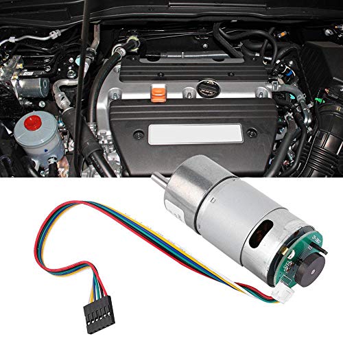 DC 12 / 24V 10-1500RPM Motorreductor Reductor de Velocidad de Torsión Grande Motorreductor Con Encoder Motor de Reducción de Velocidad de Potencia Eje de Salida Excéntrico(12V 200RPM)