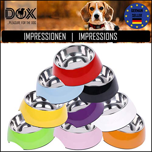 DDOXX Comedero Perro, Antideslizante | Muchos Colores y Tamaños | para Perros Pequeño, Mediano y Grande | Bol Accesorios Acero INOX-Idable Melamina Gato Cachorro | Naranja, 160 ml