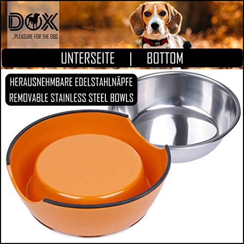 DDOXX Comedero Perro, Antideslizante | Muchos Colores y Tamaños | para Perros Pequeño, Mediano y Grande | Bol Accesorios Acero INOX-Idable Melamina Gato Cachorro | Naranja, 160 ml