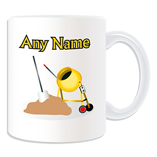 De regalo con mensaje personalizado - taza mezcladora de cemento (diseño de transporte, blanco) - nombre personalizable para/de mensaje tu diseño de - canteadora para hormigón Worker construcción Road