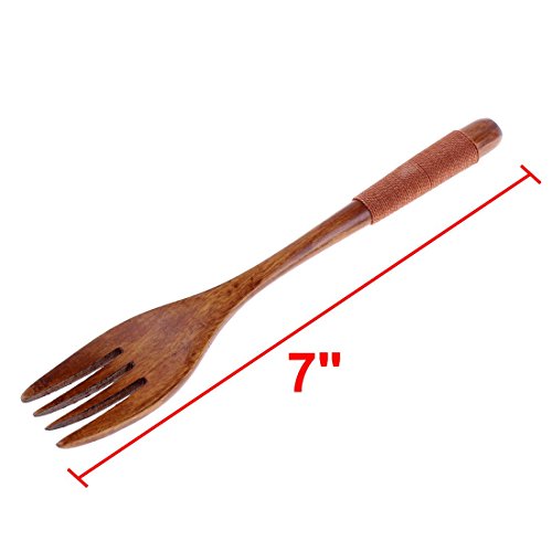 DealMux Cena Postre Ensalada de Madera Que Sirve Cocina Tenedor 175mm Brown