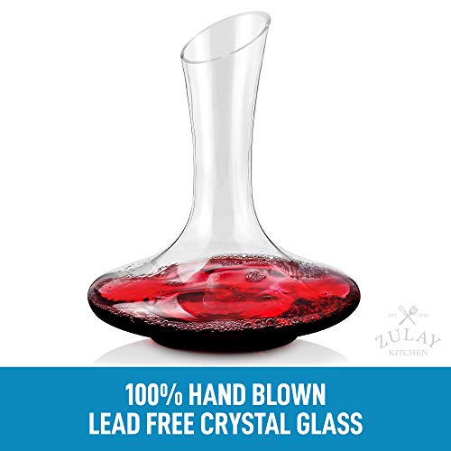 Decantador de vino tinto de cristal soplado a mano, 100% sin plomo, diseñado para una máxima aireación, mejorar el sabor y el aroma del vino, gran regalo para vino, accesorios de vino (1800 ml)