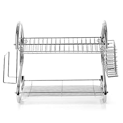 Decdeal Estante de almacenamiento de suministros de cocina con palillos, cuchillos, soporte para tabla de cortar y escurridor 3-Tier