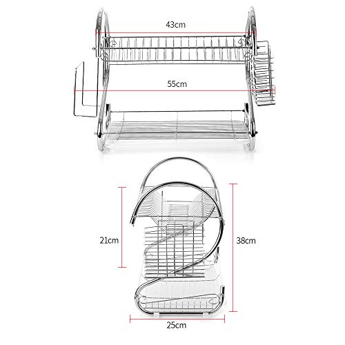 Decdeal Estante de almacenamiento de suministros de cocina con palillos, cuchillos, soporte para tabla de cortar y escurridor 3-Tier