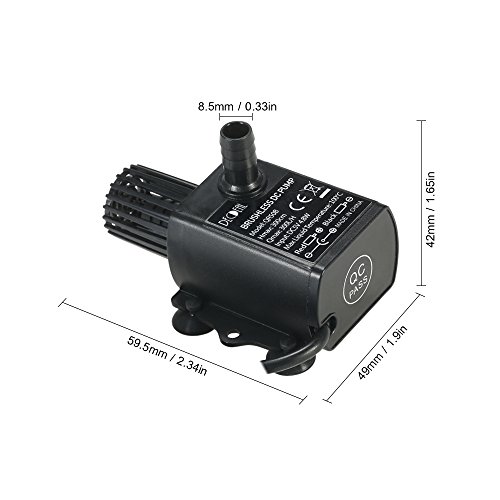 Decdeal USB DC5V 4.8W 300L/H Elevación 300cm Mini Bomba de Agua Ultrasilencioso, Sin Cepillo, Impermeable, Sumergible, para Circulación de Fuente Acuario