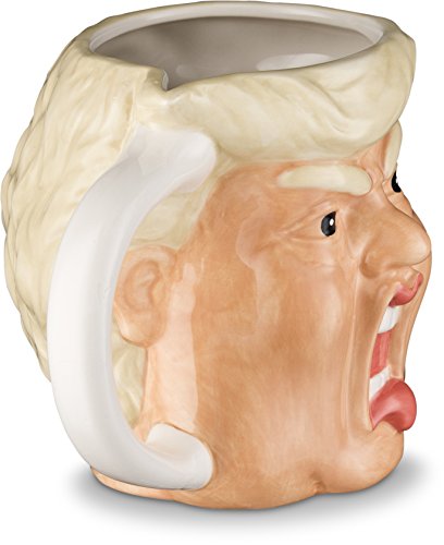 Decodyne Donald taza divertida de cerámica, 18 oz – Taza de café de cerámica pintada a mano con forma de cara de Donald Trump