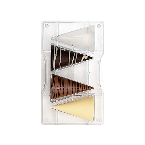 Decora 0050151 - Molde profesional Chocolate Cono Grande, 4 cavidades de ø50 x h 80 mm, Policarbonato