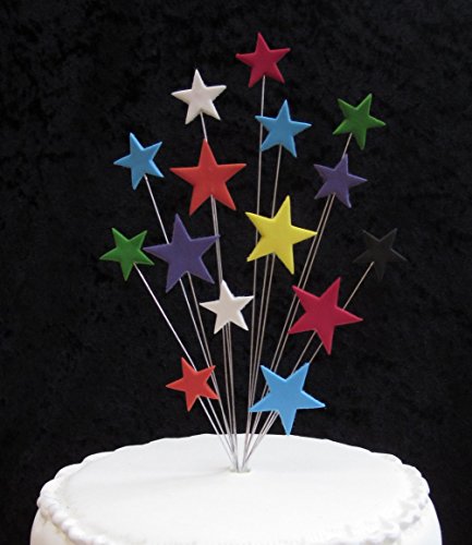 Decoración de estrellas para tarta pequeña o cupcake, incluye cinta de 1 m y 25 mm con diseño de arcoíris