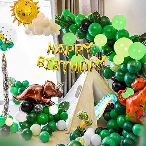 Decoración de Fiesta de Dinosaurio,Adornos Cumpleaños Dinosaurios,Globos de Cumpleaños Dinosaurios,Fiesta de Dinosaurio Globo de Happy Birthday Banner Jurásico Mundial Tema Party para Niñas Niños