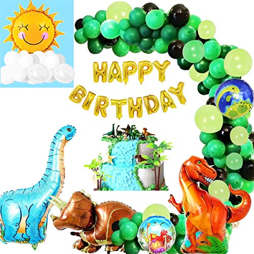 Decoración de Fiesta de Dinosaurio,Adornos Cumpleaños Dinosaurios,Globos de Cumpleaños Dinosaurios,Fiesta de Dinosaurio Globo de Happy Birthday Banner Jurásico Mundial Tema Party para Niñas Niños