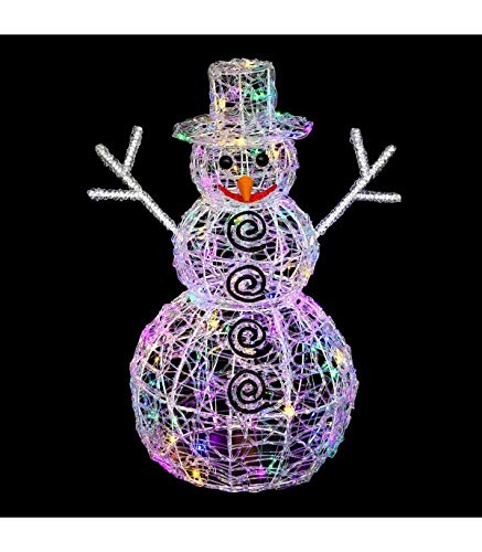 DECORACIÓN DE NAVIDAD: Muñeco de nieve luminoso de 96 bombillas LED Blancas