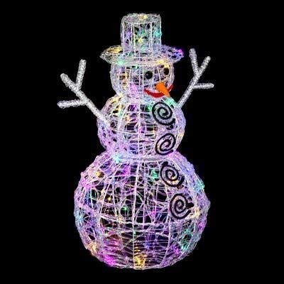 DECORACIÓN DE NAVIDAD: Muñeco de nieve luminoso de 96 bombillas LED Blancas