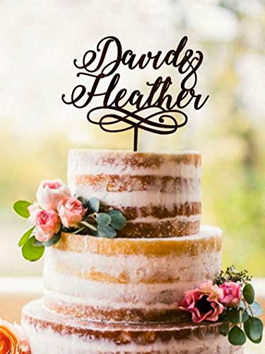 Decoración para tarta de dos nombres, decoración de madera para tarta de novia y novio, decoración para tarta de boda, decoración para tarta de cartas, decoración dorada
