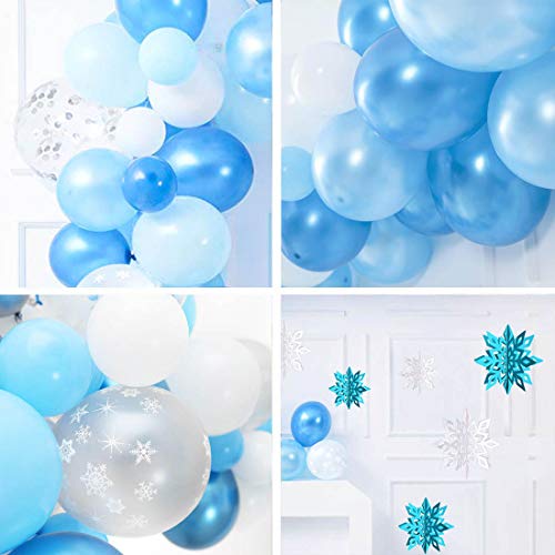 Decoraciones Cumpleaños de Fiesta para Niños,Frozen Kit de guirnaldas con globos, Globo Frozen de Copo de Nieve Globos de Feliz Cumpleaños Globo Decoración para Niña