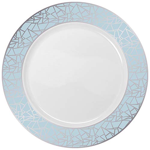 Decorline - Set de Platos de Plástico para Fiestas Premium 32 Piezas - Colección Mosaico Elegante - Oro - Platos Gruesos y Duraderos -Juego de Platos de Cena de Plástico para Toda Ocasión