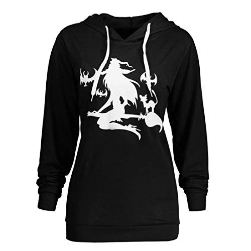 DEELIN Trapo De Bruja De Bruja De Gran TamañO De Las Mujeres De Halloween De Manga Larga con Capucha Sudadera con Capucha SuéTer Rojo/Negro (M, Negro)