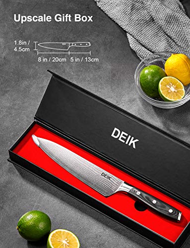 Deik - Cuchillo de cocina (67 capas, 20 cm, acero inoxidable VG-10, hoja afilada, mango ergonómico, para casa y restaurante, caja de regalo)