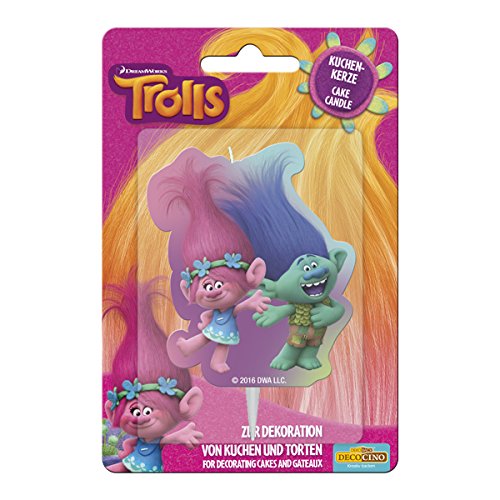 Dekoback Kuchenkerze Trolls Vela para Tartas, Cera, carbón, 1.0 x 6.2 x 9.8 cm