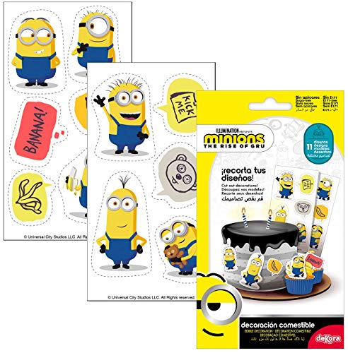 Dekora 231381 - Decoración comestible para tartas y cupcakes, diseño de Minions