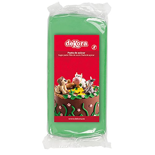 Dekora - Cobertura para Tartas de Fondant de Color Verde - 3 de 250 gr