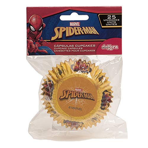 Dekora - Marvel Spiderman Capsulas Cupcakes, 25 Unidades, Dorado, 339061