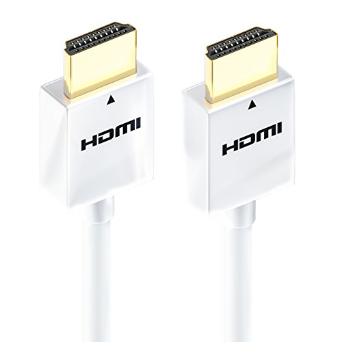 deleyCON 3,0m Cable HDMI Slim de Alta Velocidad con Ethernet (Último Estándar) 3D 4K Ultra HD UHD Super Flexible - Blanco