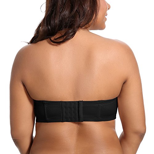 DELIMIRA - Sujetador sin Tirantes Tallas Grandes Push Up de Silicona para Mujer Negro 95G