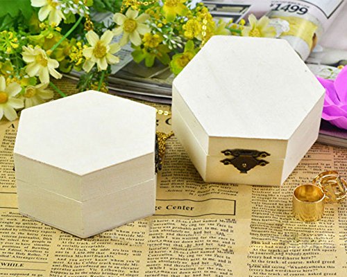 Demarkt Caja de Regalo de Almacenamiento Hexagonal de Madera Navidad Regalos de Cumpleaños y Fiesta Cajas de Regalo Conjunto de Convites para Decorativos 9.2 * 8 * 4.3CM 1PCS