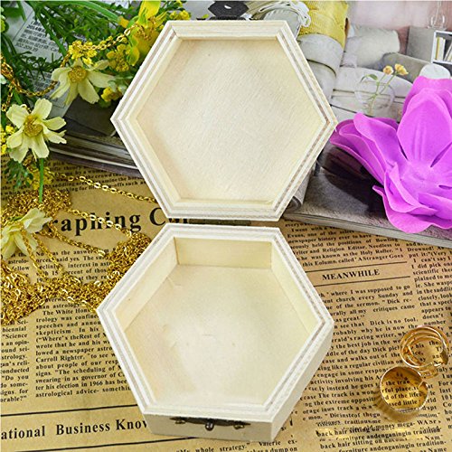 Demarkt Caja de Regalo de Almacenamiento Hexagonal de Madera Navidad Regalos de Cumpleaños y Fiesta Cajas de Regalo Conjunto de Convites para Decorativos 9.2 * 8 * 4.3CM 1PCS