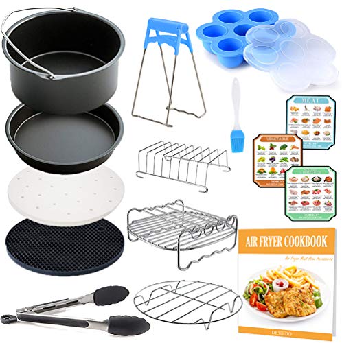 DEMEDO 8" XL Accesorios para freidora de aire, 12 piezas con libro de recetas compatiblefor 5.3 QT-5.8 QT freidora de aire y olla a presión, Gowise USA, COSORI