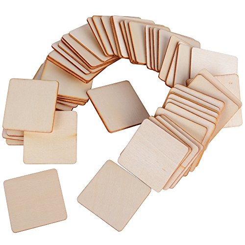 DEOMOR 50pcs 4cm Madera Manualidades Rebanadas Cuadrados Pintar Regalos DIY Posavasos Artesanías Bricolaje Material Modelo de Construcción