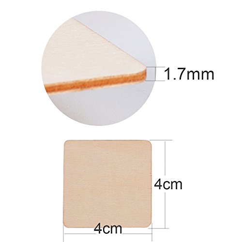 DEOMOR 50pcs 4cm Madera Manualidades Rebanadas Cuadrados Pintar Regalos DIY Posavasos Artesanías Bricolaje Material Modelo de Construcción