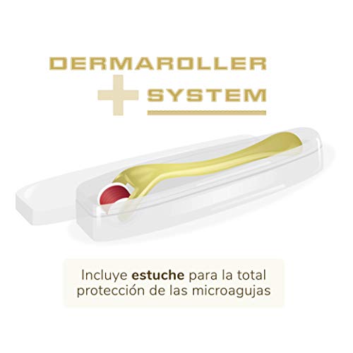 Dermaroller Rodillo Facial 540 Microagujas Titanio 1.0 mm - Ideal para tratar cara, cuerpo, flacidez, celulitis, estrías blancas, manchas, alopecia, calvicie, pelo, cicatrices, marcas, poros dilatados