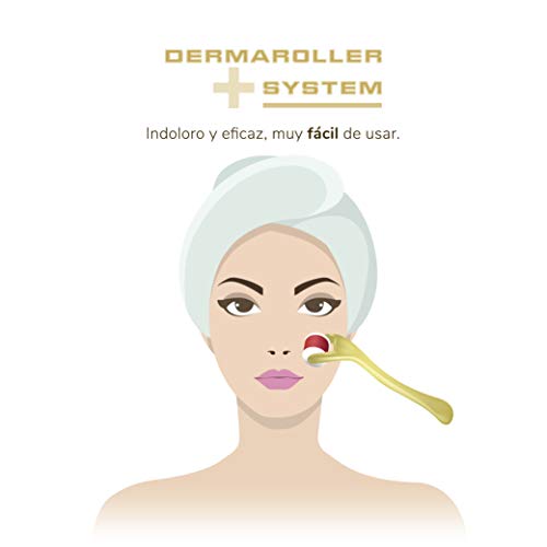 Dermaroller Rodillo Facial 540 Microagujas Titanio 1.0 mm - Ideal para tratar cara, cuerpo, flacidez, celulitis, estrías blancas, manchas, alopecia, calvicie, pelo, cicatrices, marcas, poros dilatados