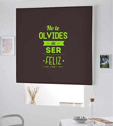 Desconocido ESTORES ENROLLABLES con Frases SER Feliz- Preciosos ESTORES TRANSLUCIDO con Frase MOTIVADORA-Estor con Frase NO TE Olvides DE SER Feliz (Marron Chocolate, 120X175)