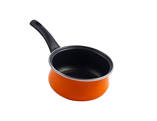 Desconocido Magefesa Valencia Cazo 16 cm de Acero esmaltado, Antiadherente bicapa Reforzado, Color Naranja Exterior. Apta para Todo Tipo de cocinas, incluida inducción