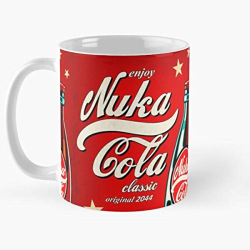 DesignDetail Ad Cola Stuff Cold Quality Ads Fallout Merchandise Ice Nuka High Propaganda La Mejor Taza de café de cerámica de mármol Blanco de 11 oz