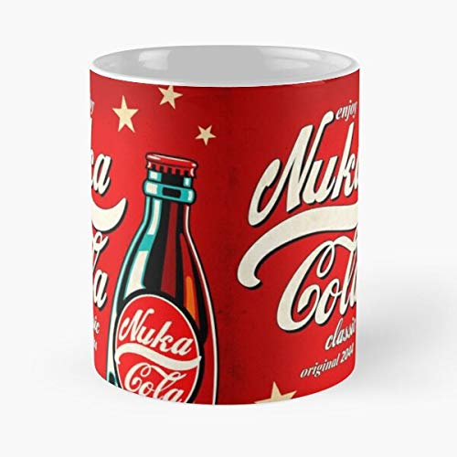 DesignDetail Ad Cola Stuff Cold Quality Ads Fallout Merchandise Ice Nuka High Propaganda La Mejor Taza de café de cerámica de mármol Blanco de 11 oz