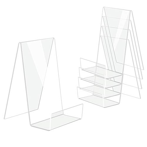 DesignSter 5PCS Soporte de libro de acrílico transparente, Estantería de acrílico transparente, Mesa de soporte de libro, Álbum de imágenes y Soporte de folleto para mostrar libros, etc.