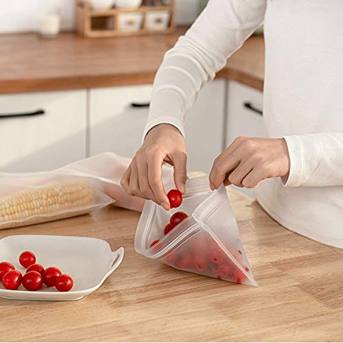 Deson 8 Pcs Bolsas de Almacenamiento de Alimentos Reutilizables, Bolsa Sándwich Cierre hermético Almacenaje, Bolsa Alimentos para Fruta Verdura Carne Nevera Cocina