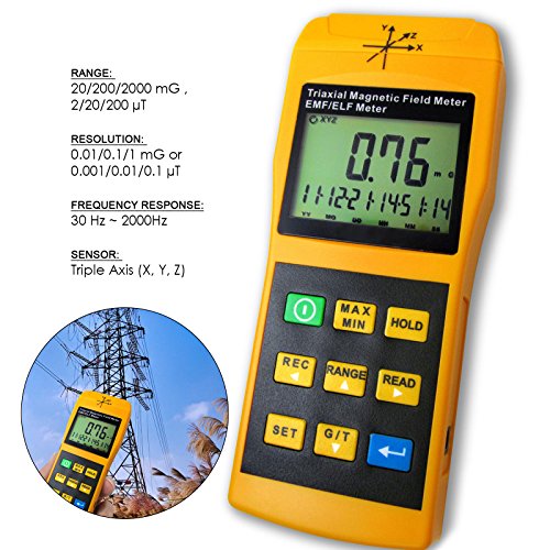 Detector De Medidor ELF EMF ELF De 3 Ejes, Intensidad De Radiación De Campo Electromagnético 20/200/2000 MG Y UT, Frecuencia 30 ~ 2000 Hz