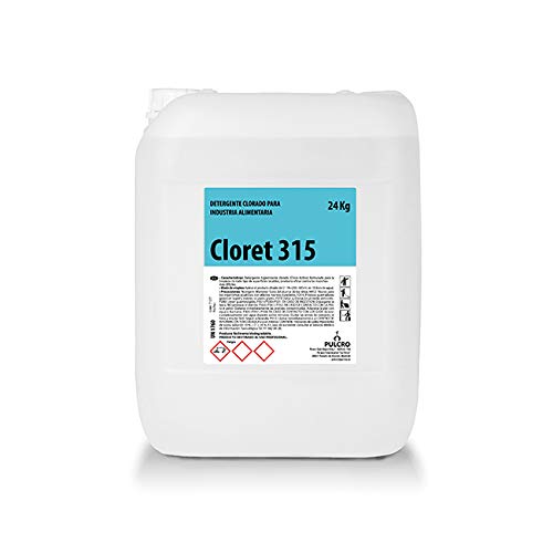 Detergente clorado industria alimentaria CLORET 315 20 Lts. Apto uso en hogares, restaurantes, cafeterías, hoteles, residencias, hospitales, albergues, hoteles o gimnasios.