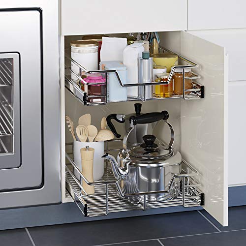 Deuba Cajón telescópico Bandeja de Metal extraíble 50cm Organizador Interior almacenaje para Cocina baño Armario Taller