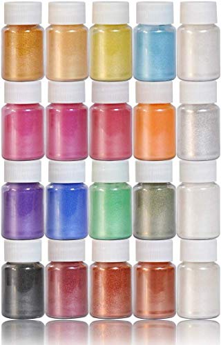 Dewel 20 Botes 10g pigmentos en polvo de Mica para teñir resina epoxi transparente,colorante jabon, bombas de baño, hacer slime, Maquillaje,uñas